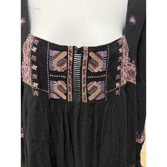 Free People Babydoll Dress Rhiannon Embroidered Scoop Tie-Back Mini Boho XS $325 - Picture 5 of 5